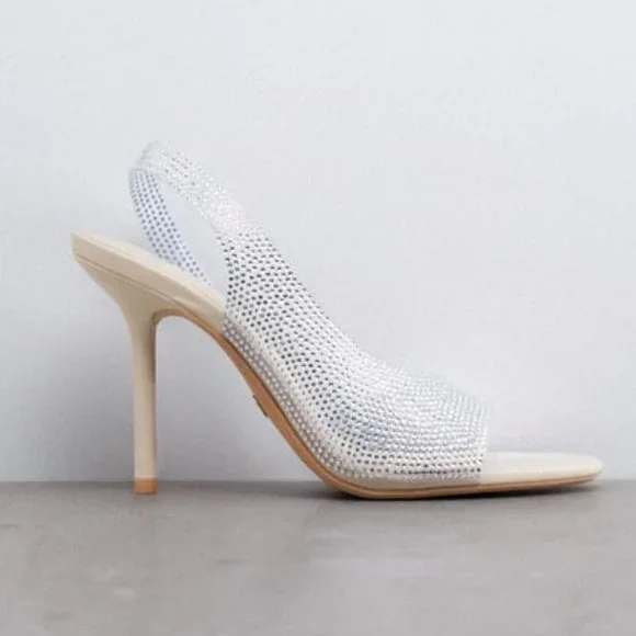 BLOGGER'S FAVE! Zara Rhinestone Heeled Sandals NWT - Picture 3 of 11